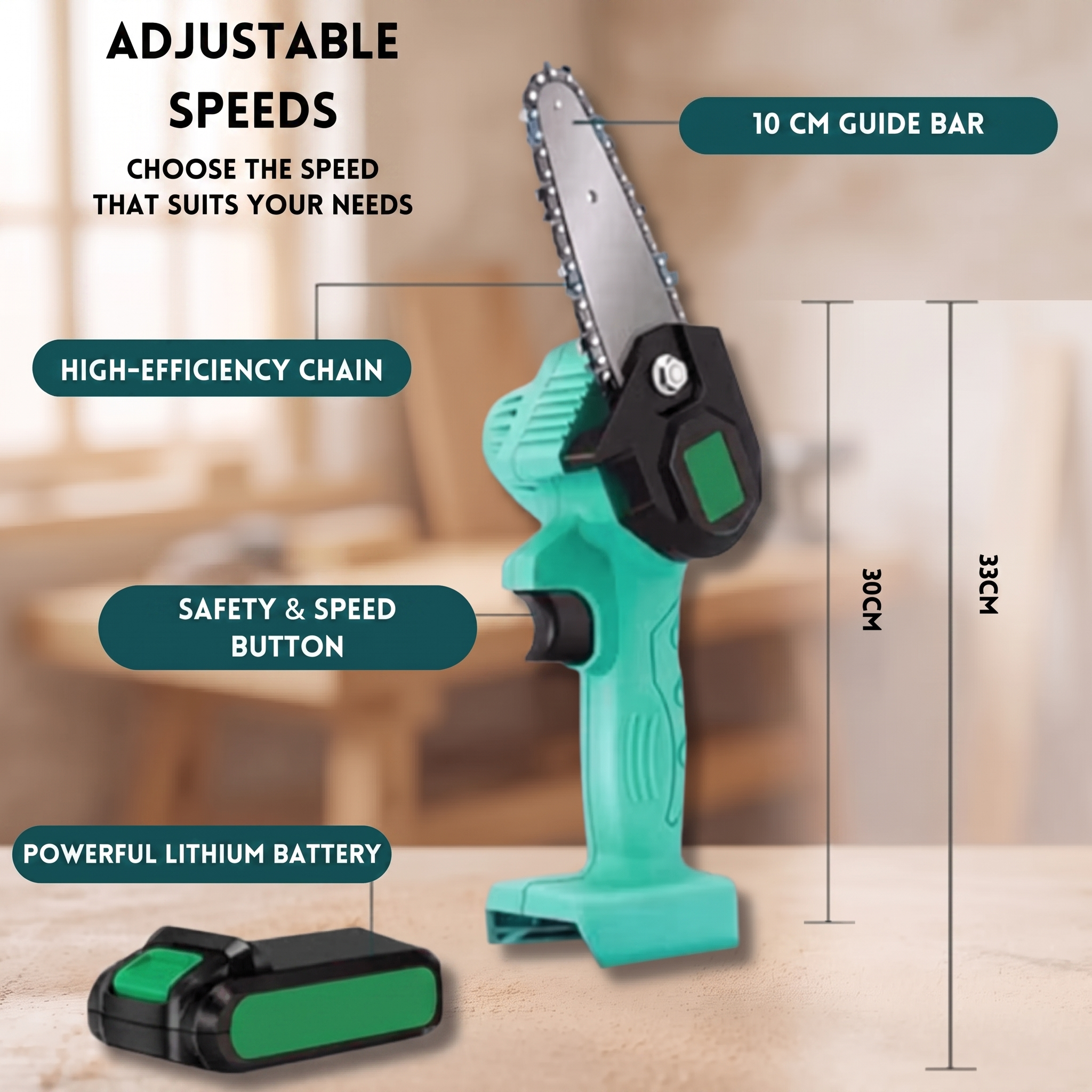 Adjustable speeds and dimensions