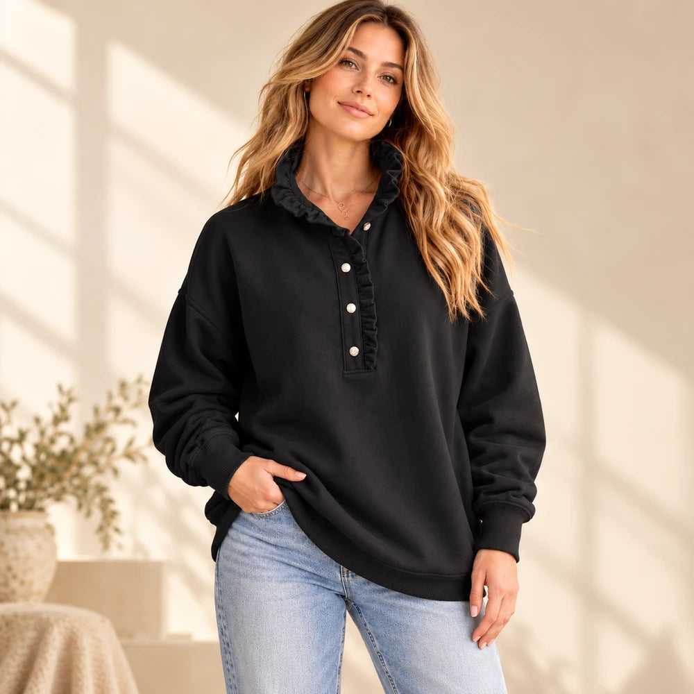50% OFF TODAY | HenleyEase™ - Oversized Ruffle Sweatshirt