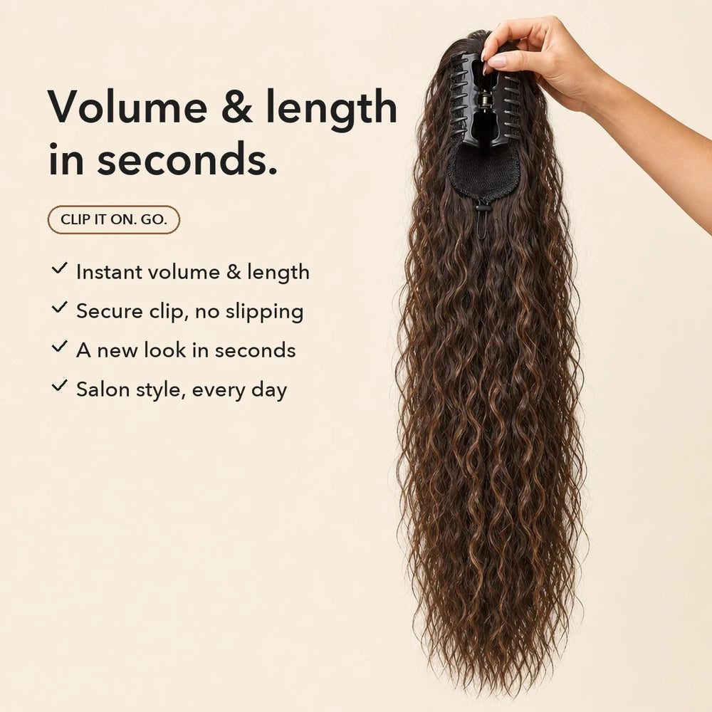 50% OFF TODAY | ClipCurls™ - Curly Hair Extensions with Ponytail