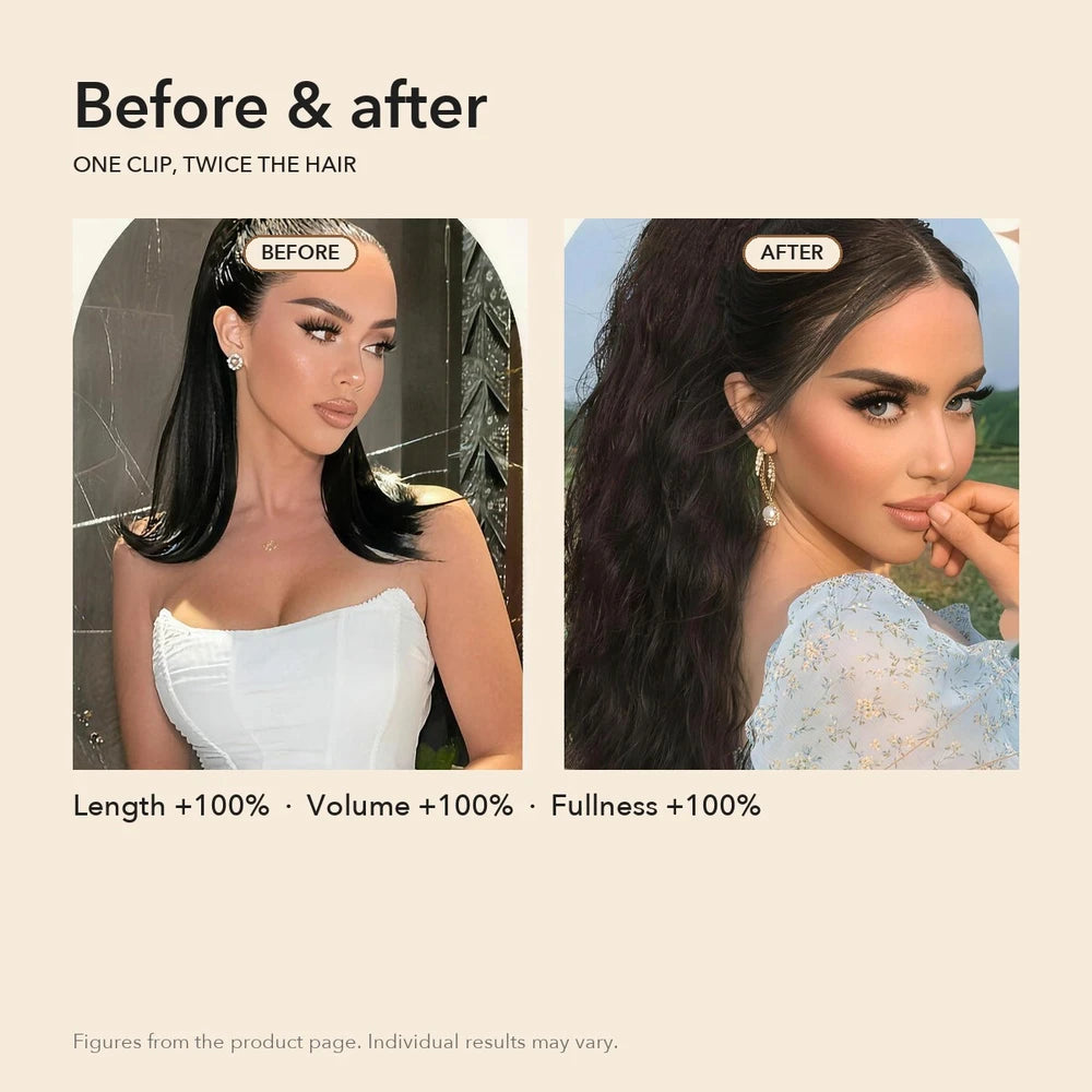 50% OFF TODAY | ClipCurls™ - Curly Hair Extensions with Ponytail