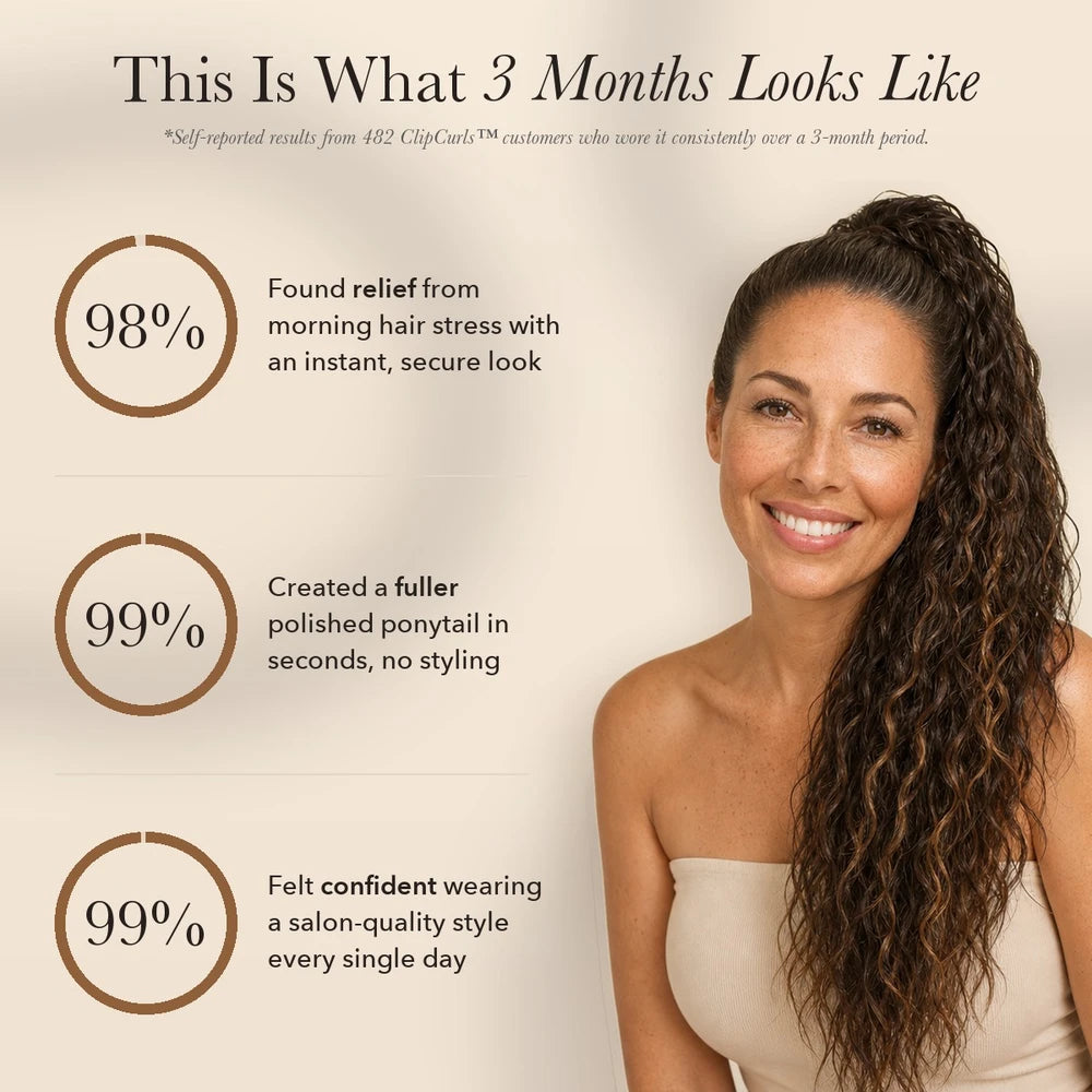 50% OFF TODAY | ClipCurls™ - Curly Hair Extensions with Ponytail