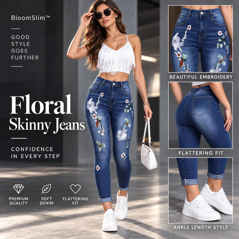 50% OFF TODAY | BloomSlim™ - Floral Embroidered Jeans