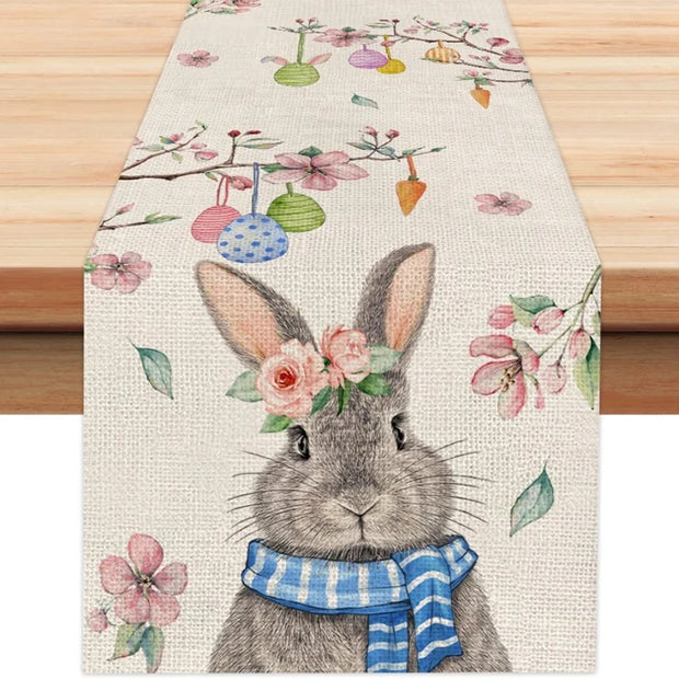 Easter Rabbit Table Runner Linen