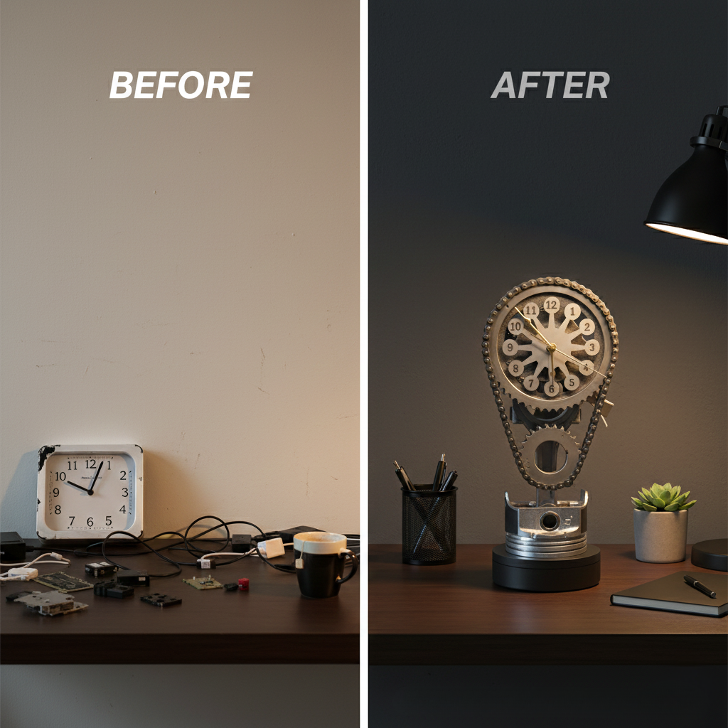 TimeForge™ Rotating Metal Gear Table Clock | ByCheri