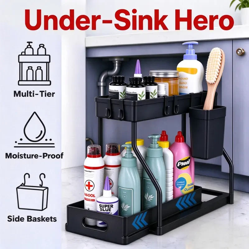 50% OFF TODAY | SinkGlide™ - 2-Tier Under-Sink Rack
