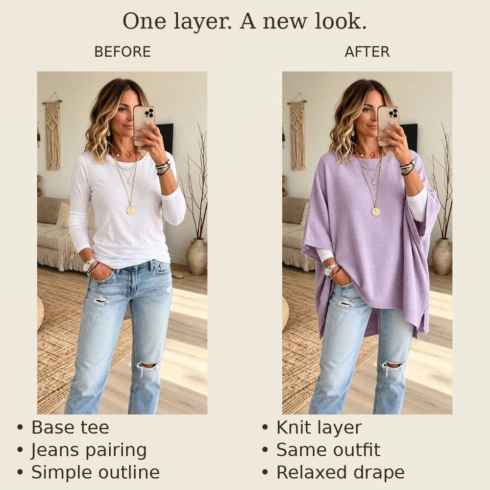 50% OFF TODAY | CozyPoncho™ - Batwing Knit Poncho