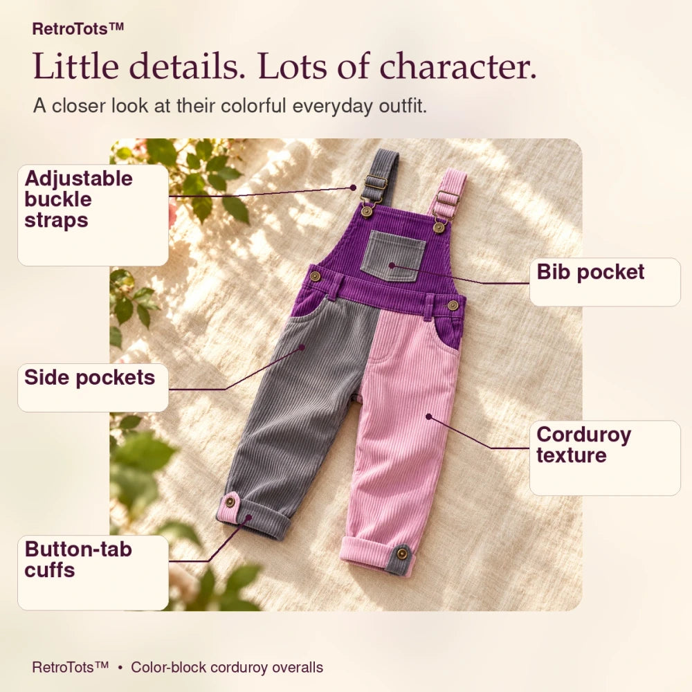 50% OFF TODAY | RetroTots™ - Toddler's Corduroy Overalls
