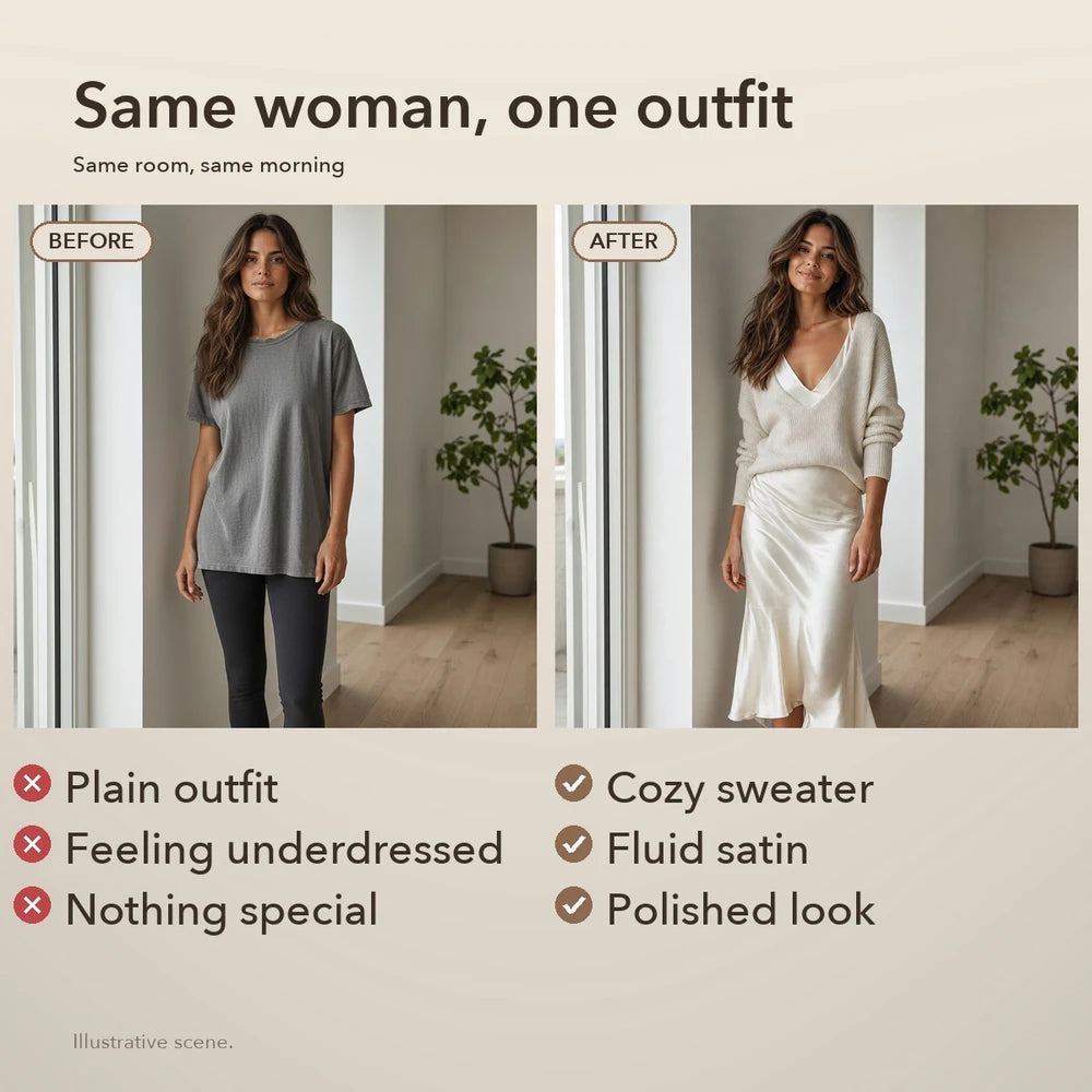 50% OFF TODAY | QuietChic™ - Satin Dress Sweater Set