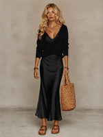 50% OFF TODAY | QuietChic™ - Satin Dress Sweater Set