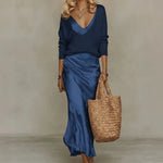 50% OFF TODAY | QuietChic™ - Satin Dress Sweater Set