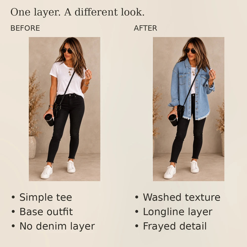50% OFF TODAY | FrayLayer™ - Denim Shirt Jacket