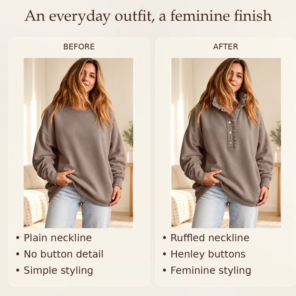 50% OFF TODAY | HenleyEase™ - Oversized Ruffle Sweatshirt