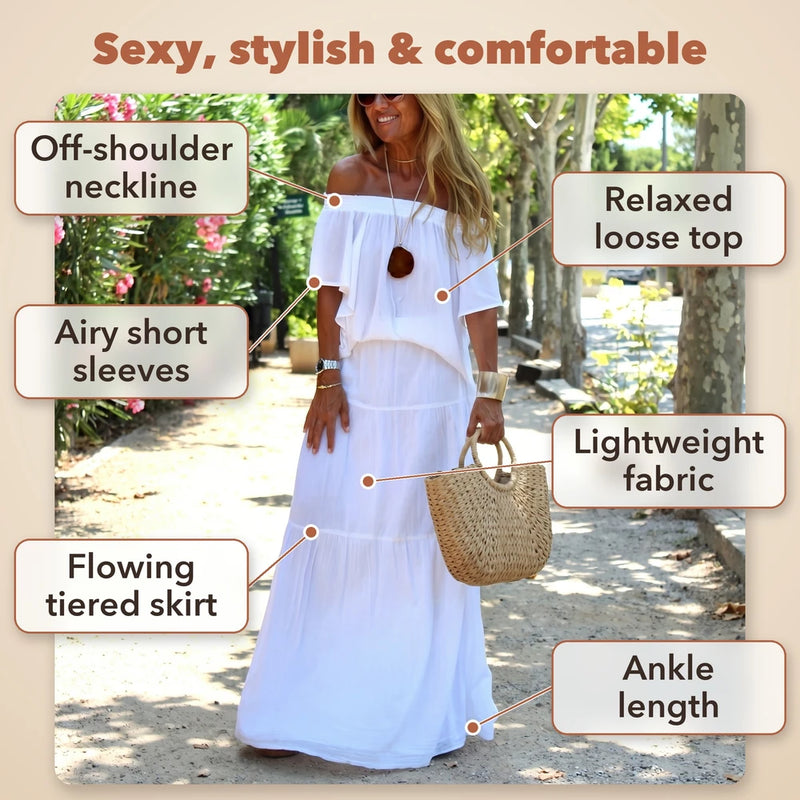 50% OFF TODAY | Elisabeth™ - Casual off-the-shoulder solid beach maxi dress