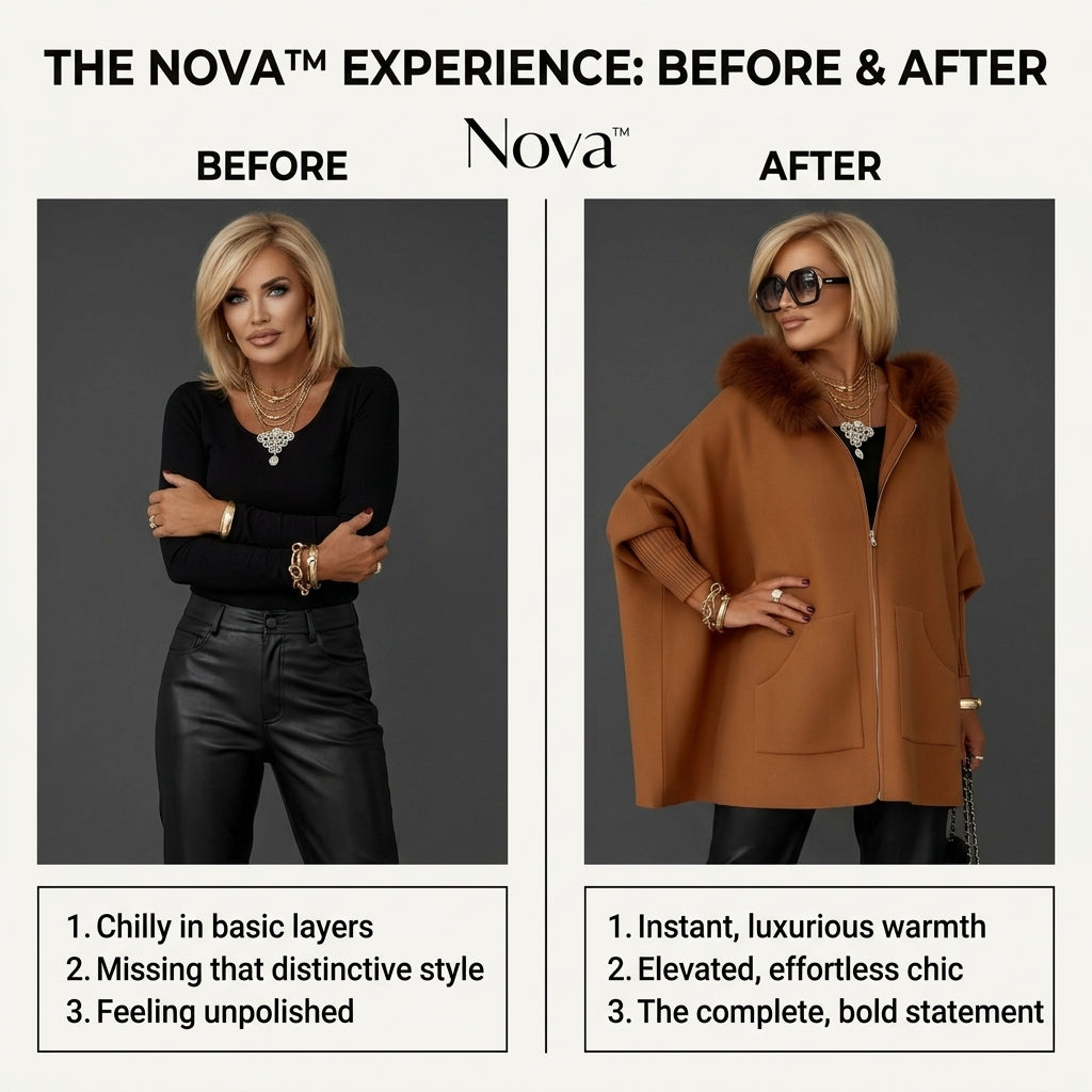 50% OFF TODAY | Nova™ - Faux Fur Collar Poncho