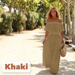 50% OFF TODAY | Elisabeth™ - Casual off-the-shoulder solid beach maxi dress