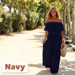 50% OFF TODAY | Elisabeth™ - Casual off-the-shoulder solid beach maxi dress