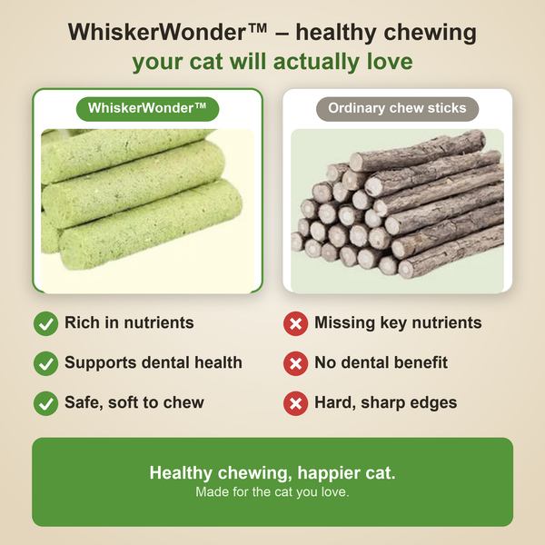 1+1 FREE TODAY  WhiskerWonder™  Healthy chew toys for a happy, hairball-free cat!