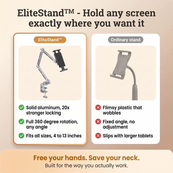 50% OFF TODAY  EliteStand™ - Sturdy Aluminum Tablet and Phone Holder