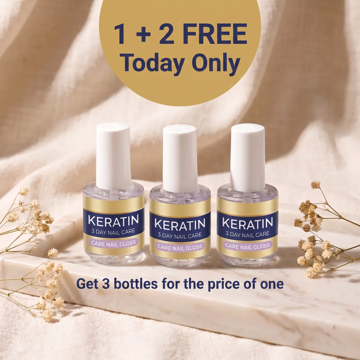 1+2 free today only: get 3 bottles for the price of one