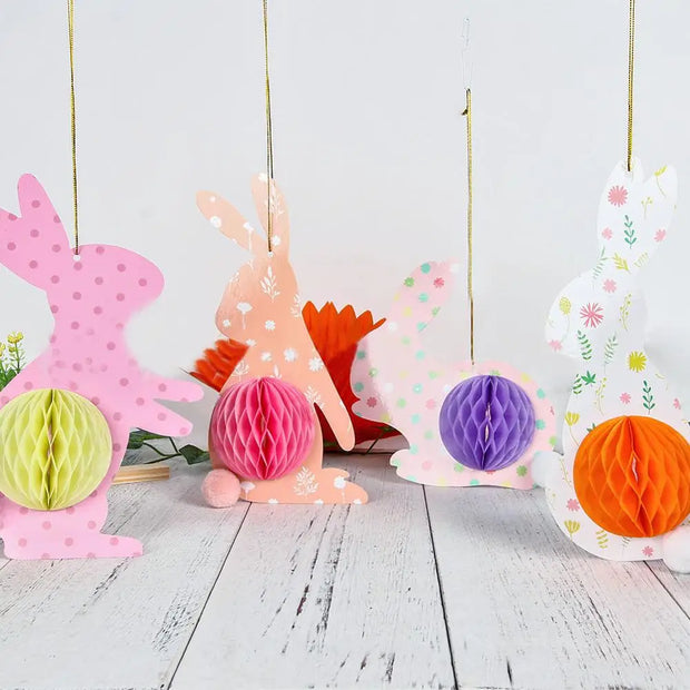 Easter Honeycomb Rabbits Set - Home Décor