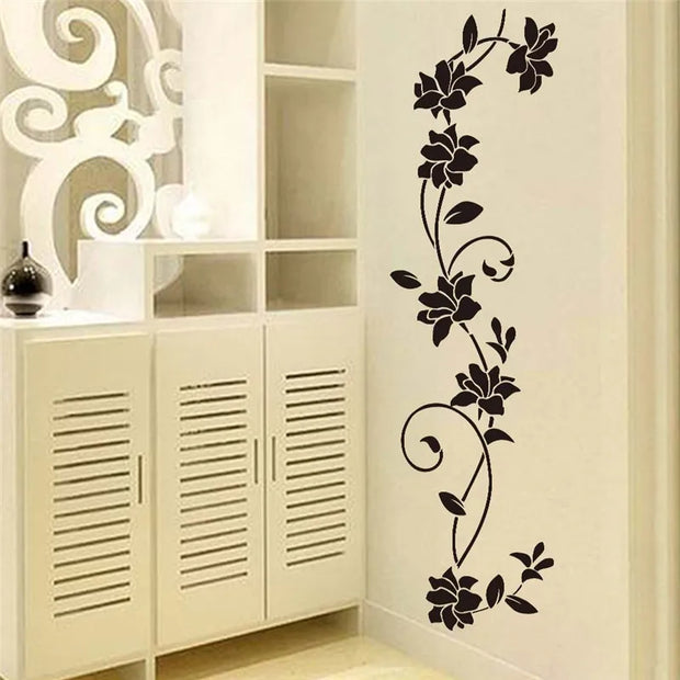 Stunning Black Flower Vine Wall Stickers