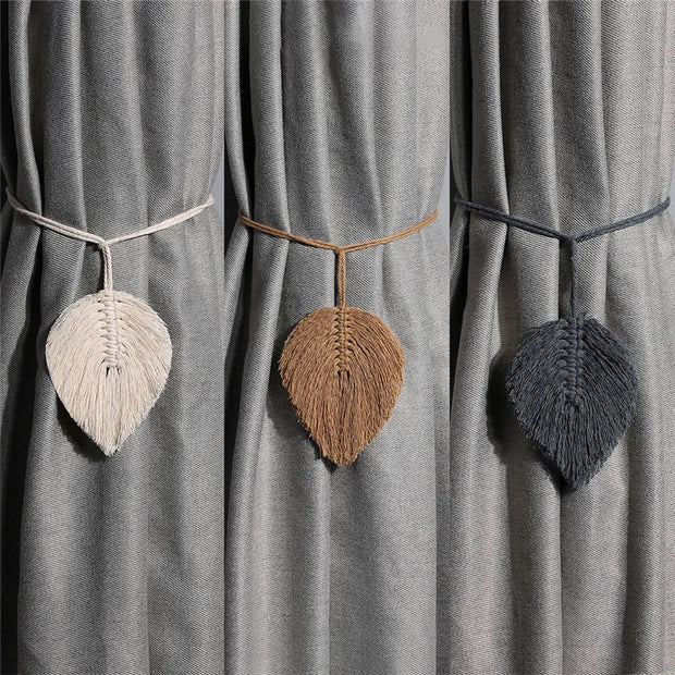 Boho Leaf Macrame Curtain Tiebacks