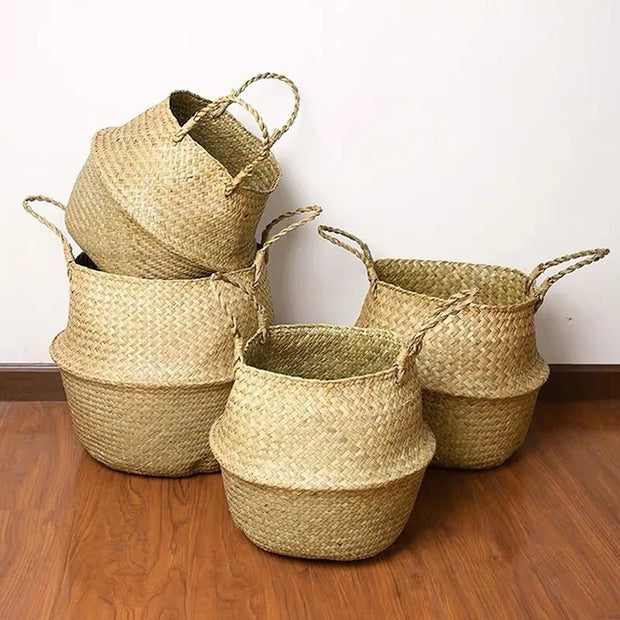 Seagrass Wicker Rattan Basket - Home Garden Decoration