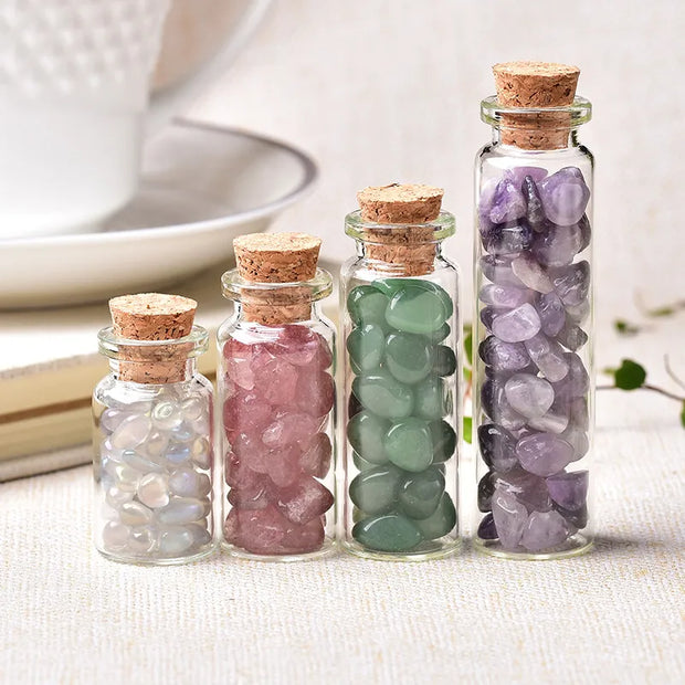 Healing Stone Glass Wishing Bottle Home Decor