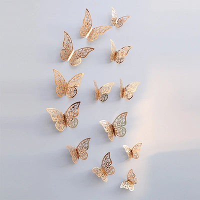 12Pcs 3D Butterfly Wall Sticker Decoration Set