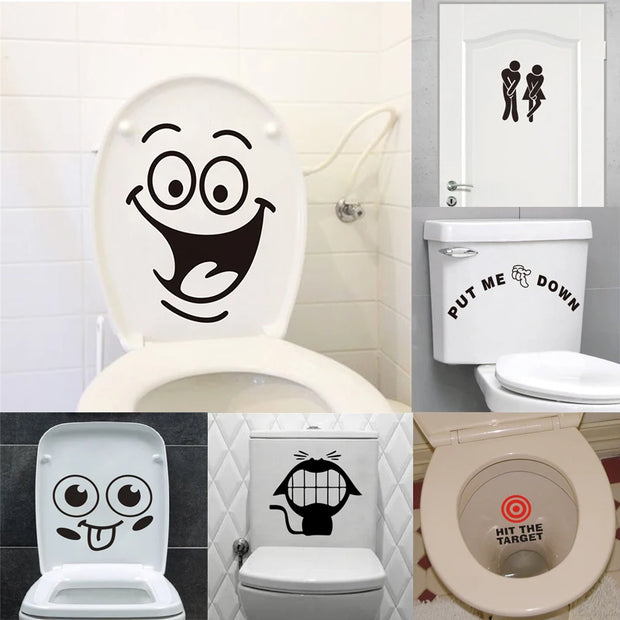 Funny Toilet Sign Stickers Bathroom Decoration