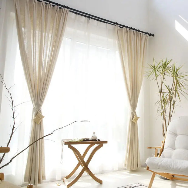 Custom Size Modern Linen Sheer Curtains - Semi-Shading Ramie Tulle