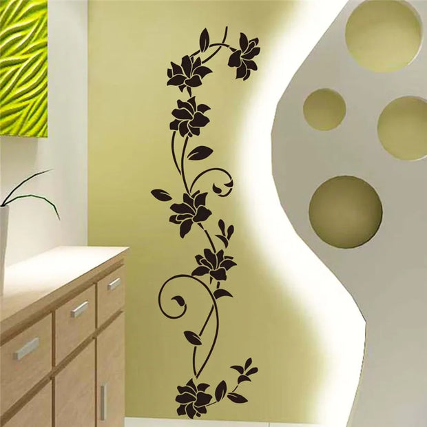 Stunning Black Flower Vine Wall Stickers