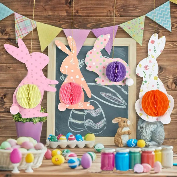 Easter Honeycomb Rabbits Set - Home Décor