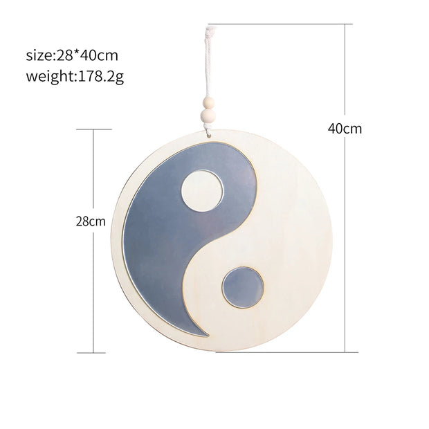 Boho Tai Chi Yin Yang Wood Mirror