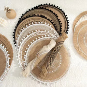 Round Jute Placemats Set for Dining Table