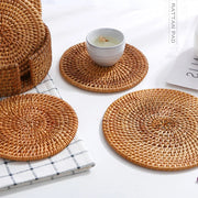 Natural Rattan Handwoven Coasters Set