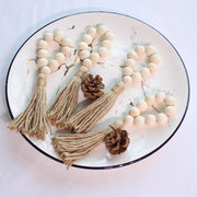 12PCS Wooden Bead Napkin Rings with Tassels