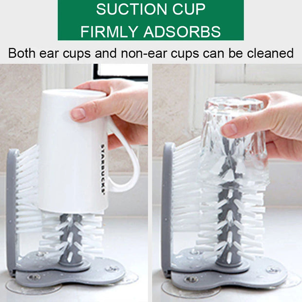 2-in-1 Cleaning Brush Cup Scrubber with Suction Wall Mount