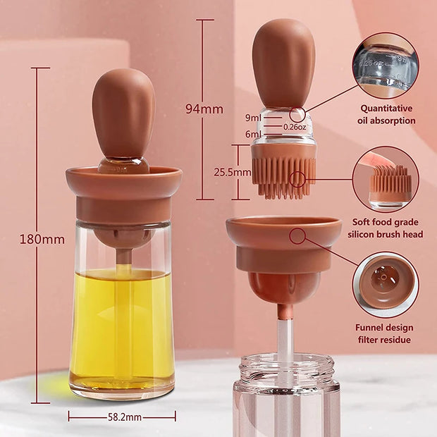 Portable Kitchen Oil Bottle with Silicone Brush