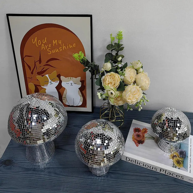 Handmade Retro Reflective Mushroom Disco Mirror Ball