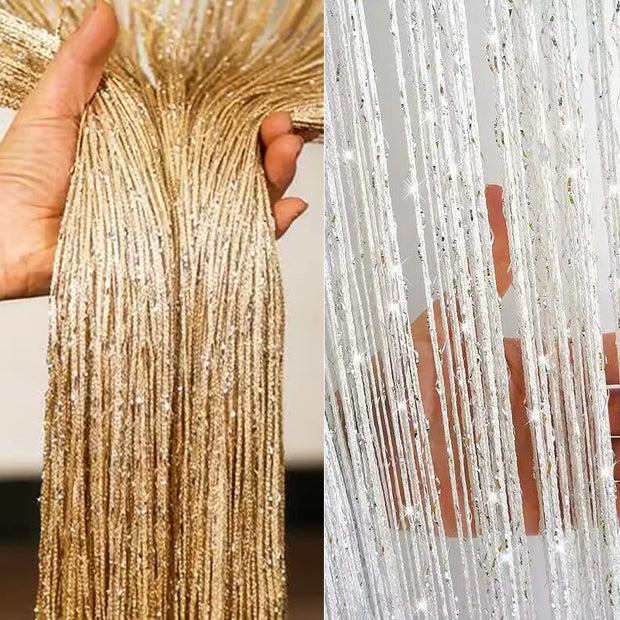 Elegant Silver Tassel String Curtain - 100x200cm