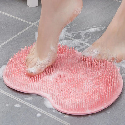 Silicone Rub Back Brush Bath Mat with Sucker