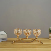 Crystal Candle Holders 3-Cup Metal Stand Home Decoration