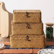 Handwoven Seagrass Storage Basket with Lid