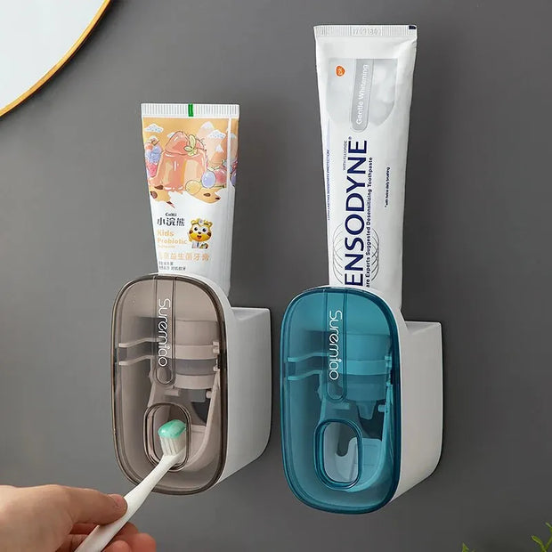 Automatic Toothpaste Dispenser with Toothbrush Holder