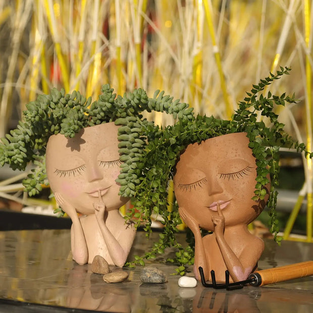 Resin Face Head Planter