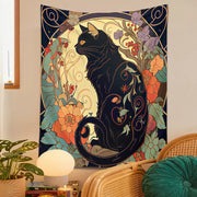 Psychedelic Black Cat Tapestry