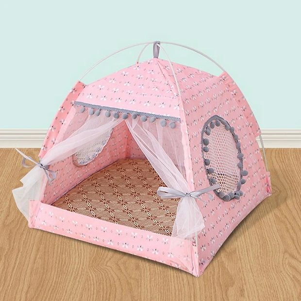 Foldable Pet Bed Princess Pink Flower Pattern