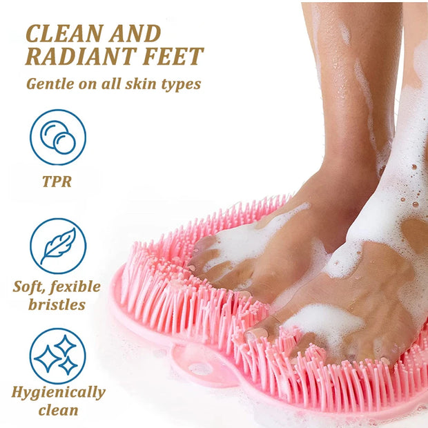 Silicone Rub Back Brush Bath Mat with Sucker