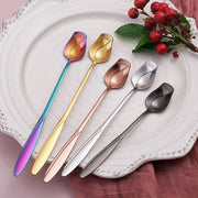 5pcs Pretty Flower Spoons Stainless Steel Set